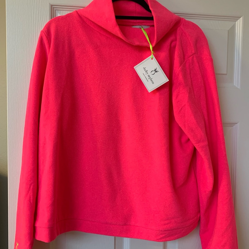 Dudley Stephens Park Slope Turtleneck, Terry, neon pink in size XL